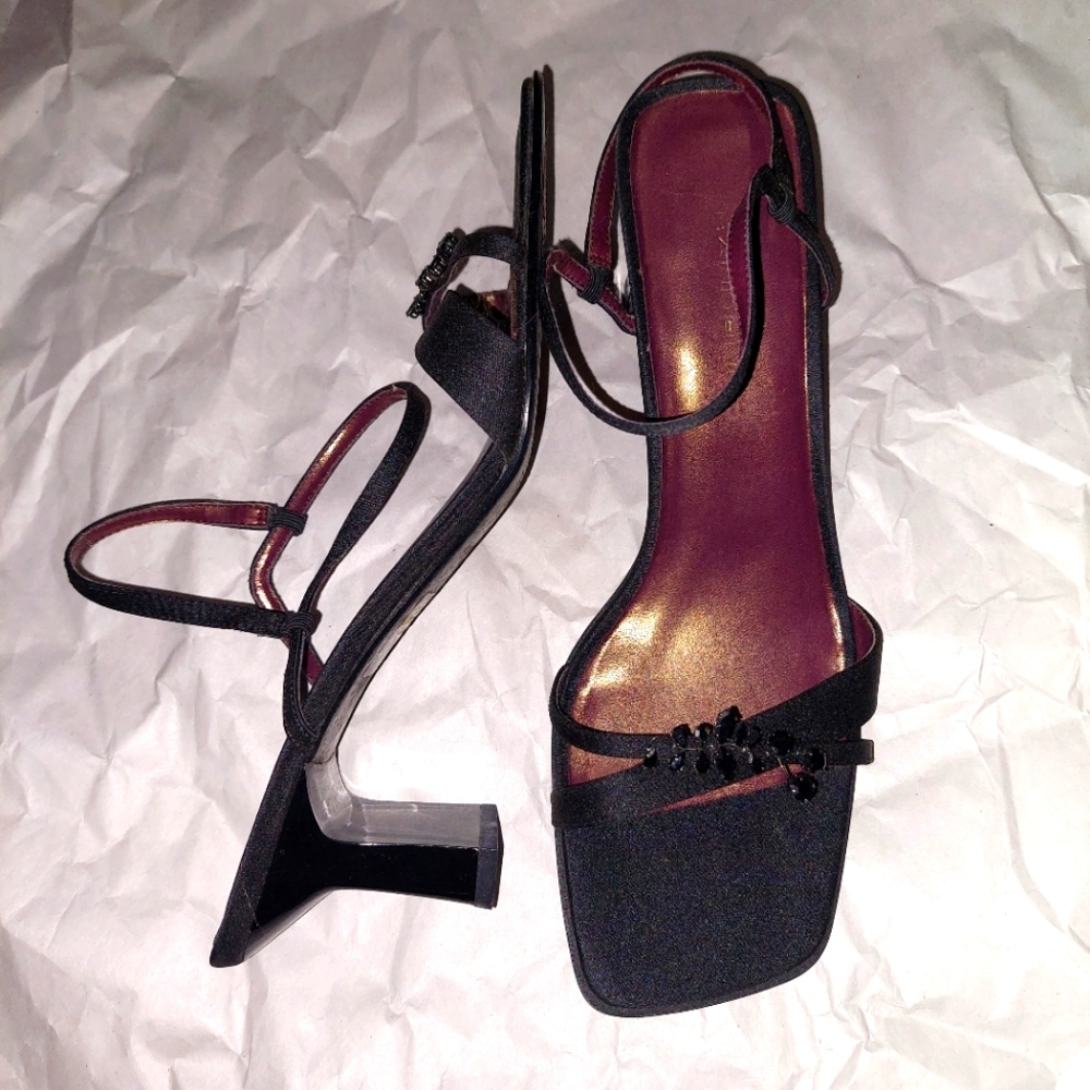 BANDOLINO Jeweled Square Toe Block Heel dressy Sandals Y2K Vintage
